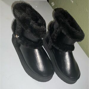 Juicy Couture, black furry boots size 7